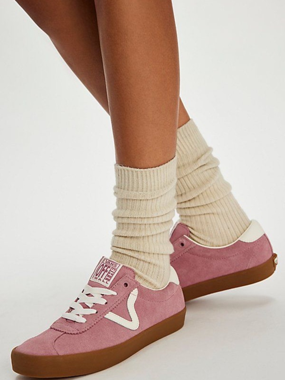 Vans Pink Suede Low-Top Sneakers with White Accents